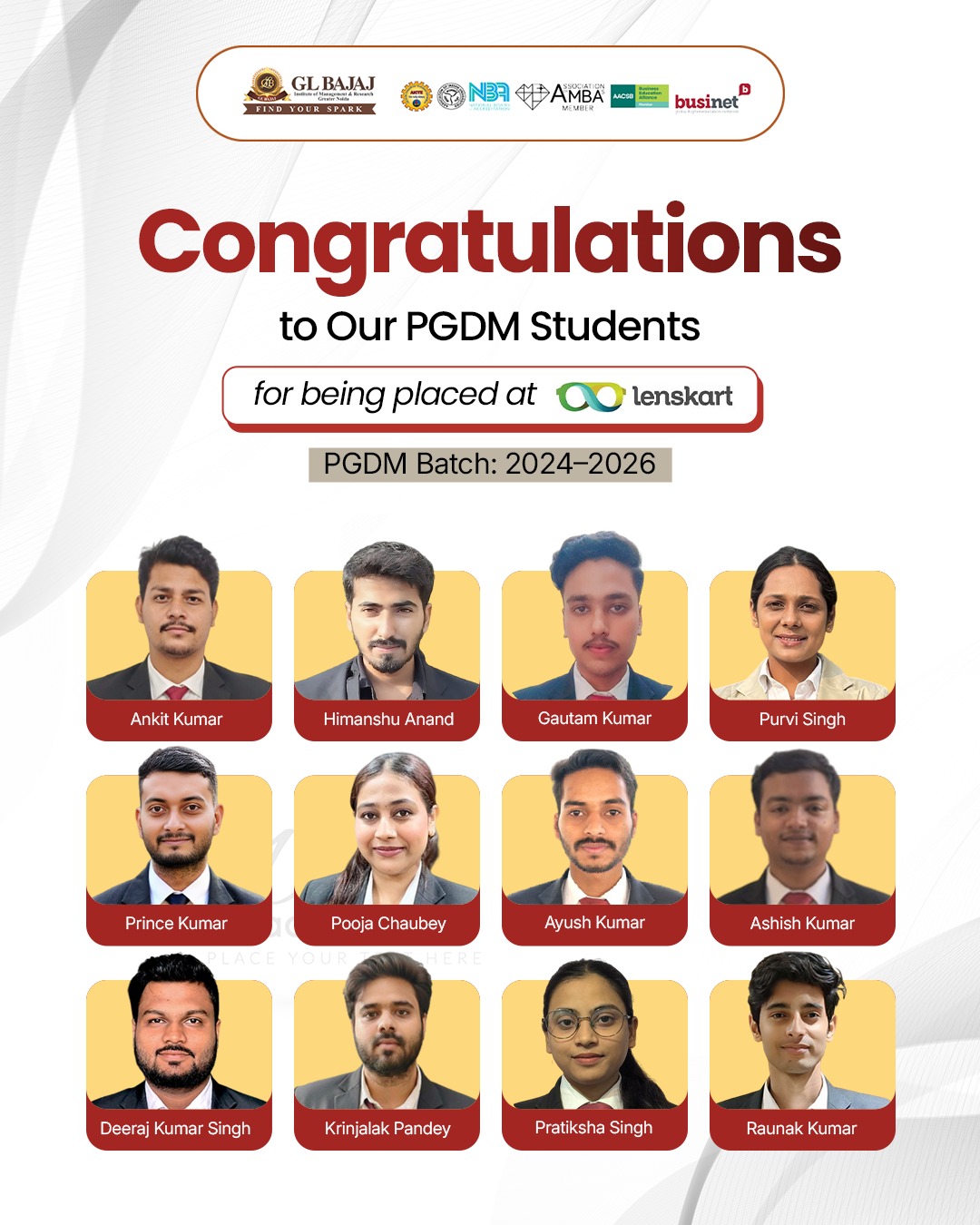Congratulations PGDM Lenskart