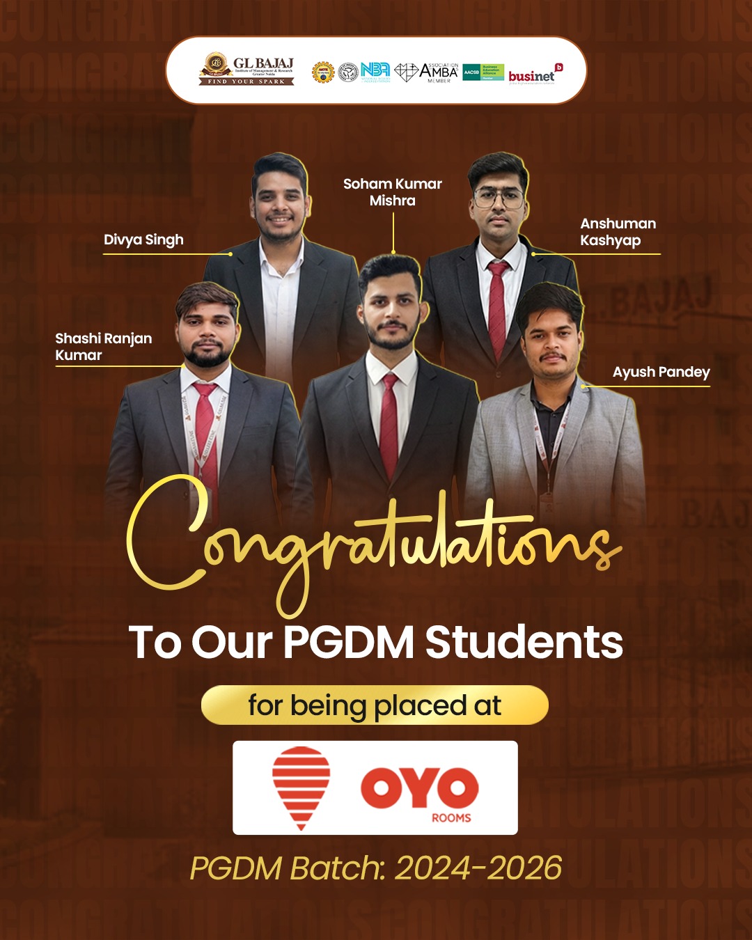 Congratulations PGDM OYO